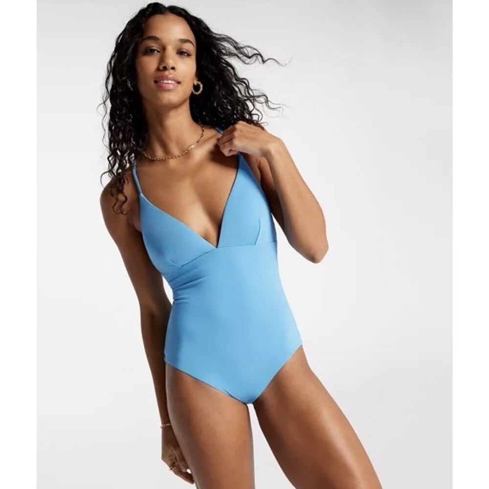 Calia Strappy Back One Piece Swimsuit Tranquil Blue Size 12 NWT